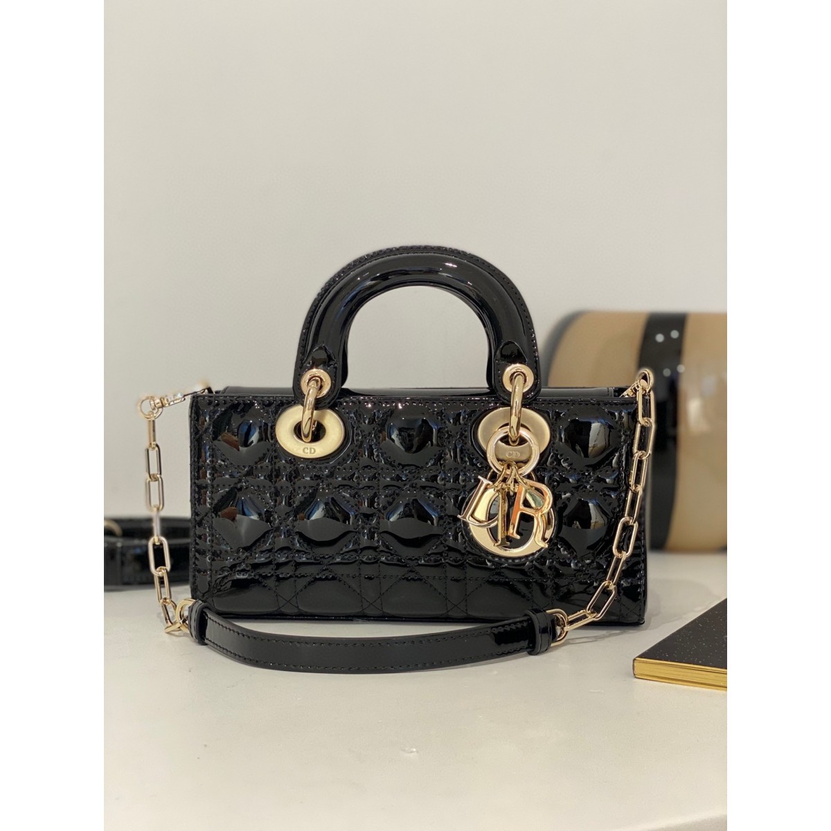 Dior Lady D-Joy Small Bag in Black Patent Calfskin High Quality Replica